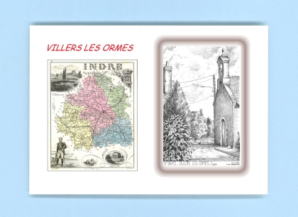 Cartes Postales impression Noir avec dpartement sur la ville de VILLERS LES ORMES Titre : eglise