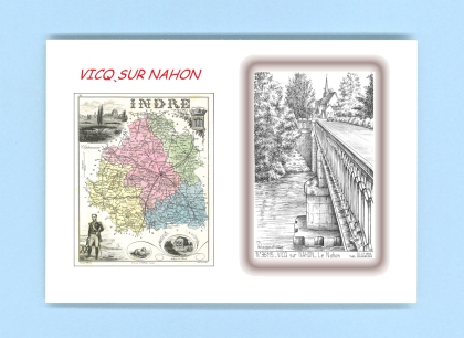 Cartes Postales impression Noir avec dpartement sur la ville de VICQ SUR NAHON Titre : le nahon