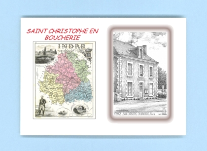 Cartes Postales impression Noir avec dpartement sur la ville de ST CHRISTOPHE EN BOUCHERIE Titre : mairie