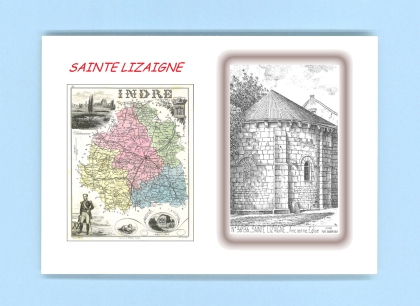 Cartes Postales impression Noir avec dpartement sur la ville de STE LIZAIGNE Titre : ancienne eglise