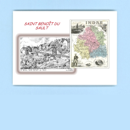 Cartes Postales impression Noir avec dpartement sur la ville de ST BENOIT DU SAULT Titre : vue