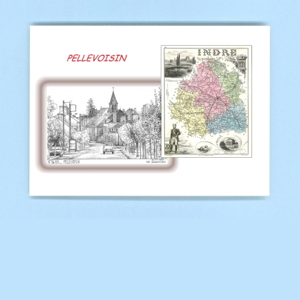 Cartes Postales impression Noir avec dpartement sur la ville de PELLEVOISIN Titre : vue
