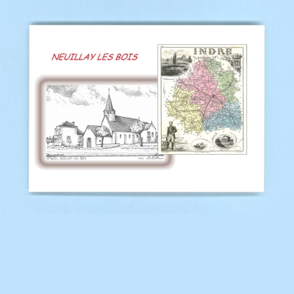 Cartes Postales impression Noir avec dpartement sur la ville de NEUILLAY LES BOIS Titre : vue