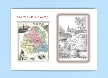 Cartes Postales impression Noir avec dpartement sur la ville de NEUILLAY LES BOIS Titre : vue