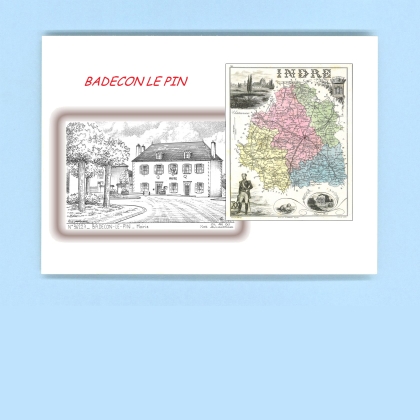Cartes Postales impression Noir avec dpartement sur la ville de BADECON LE PIN Titre : mairie