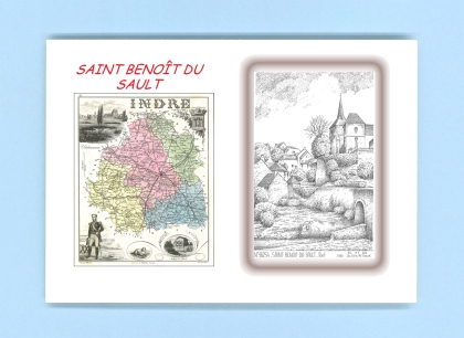 Cartes Postales impression Noir avec dpartement sur la ville de ST BENOIT DU SAULT Titre : pont
