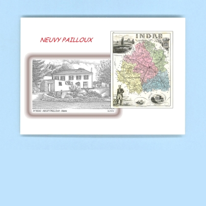 Cartes Postales impression Noir avec dpartement sur la ville de NEUVY PAILLOUX Titre : mairie