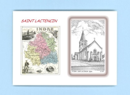 Cartes Postales impression Noir avec dpartement sur la ville de ST LACTENCIN Titre : eglise