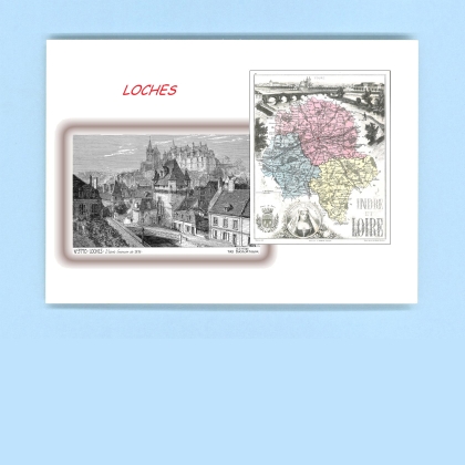 Cartes Postales impression Noir avec dpartement sur la ville de LOCHES Titre : vue