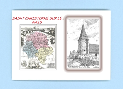 Cartes Postales impression Noir avec dpartement sur la ville de ST CHRISTOPHE SUR LE NAIS Titre : eglise