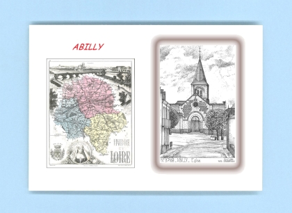 Cartes Postales impression Noir avec dpartement sur la ville de ABILLY Titre : eglise