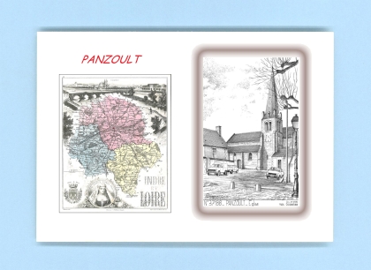 Cartes Postales impression Noir avec dpartement sur la ville de PANZOULT Titre : eglise