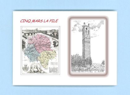 Cartes Postales impression Noir avec dpartement sur la ville de CINQ MARS LA PILE Titre : pile romaine