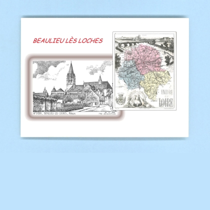 Cartes Postales impression Noir avec dpartement sur la ville de BEAULIEU LES LOCHES Titre : abbaye