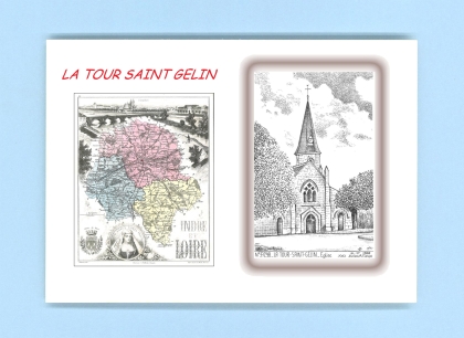 Cartes Postales impression Noir avec dpartement sur la ville de LA TOUR ST GELIN Titre : eglise