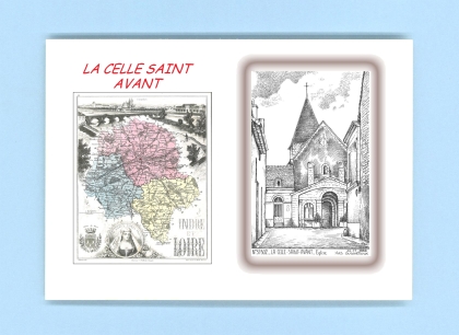 Cartes Postales impression Noir avec dpartement sur la ville de LA CELLE ST AVANT Titre : eglise