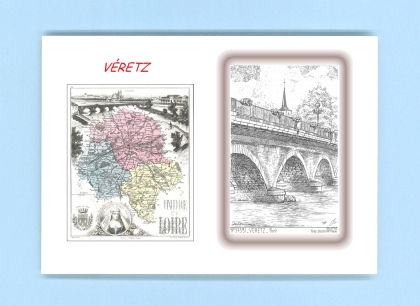 Cartes Postales impression Noir avec dpartement sur la ville de VERETZ Titre : pont