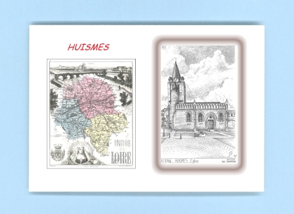 Cartes Postales impression Noir avec dpartement sur la ville de HUISMES Titre : eglise