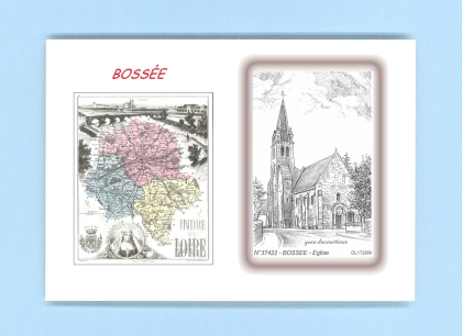 Cartes Postales impression Noir avec dpartement sur la ville de BOSSEE Titre : eglise