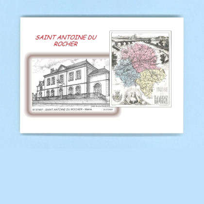 Cartes Postales impression Noir avec dpartement sur la ville de ST ANTOINE DU ROCHER Titre : mairie