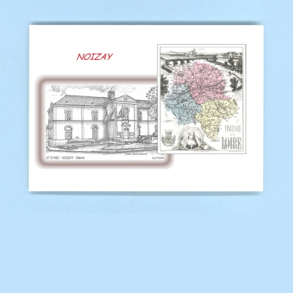 Cartes Postales impression Noir avec dpartement sur la ville de NOIZAY Titre : mairie