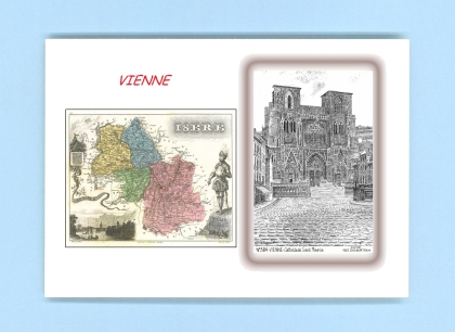 Cartes Postales impression Noir avec dpartement sur la ville de VIENNE Titre : cathedrale st maurice