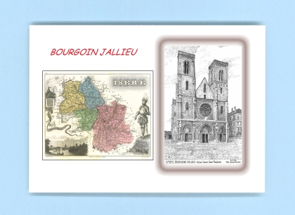 Cartes Postales impression Noir avec dpartement sur la ville de BOURGOIN JALLIEU Titre : eglise st jean baptiste