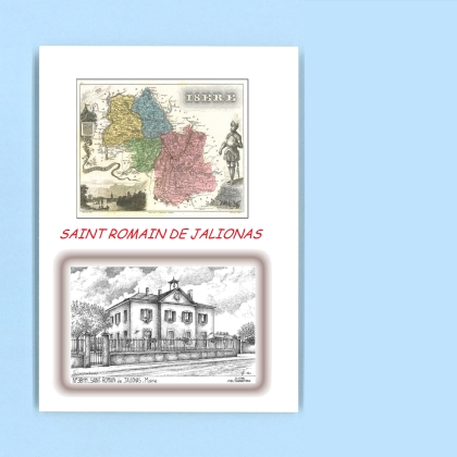 Cartes Postales impression Noir avec dpartement sur la ville de ST ROMAIN DE JALIONAS Titre : mairie