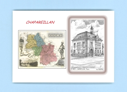 Cartes Postales impression Noir avec dpartement sur la ville de CHAPAREILLAN Titre : mairie