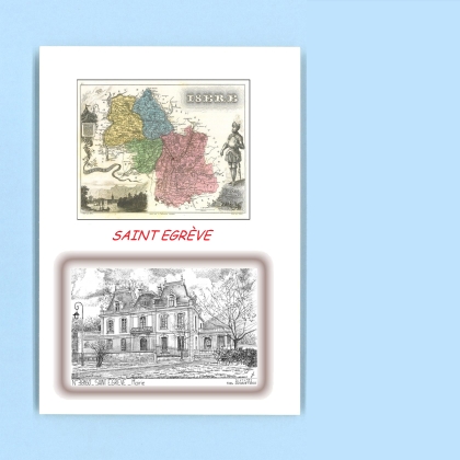 Cartes Postales impression Noir avec dpartement sur la ville de ST EGREVE Titre : mairie