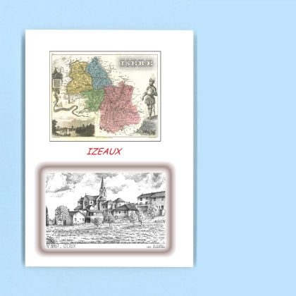 Cartes Postales impression Noir avec dpartement sur la ville de IZEAUX Titre : vue