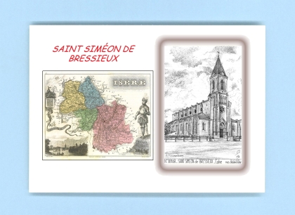 Cartes Postales impression Noir avec dpartement sur la ville de ST SIMEON DE BRESSIEUX Titre : eglise