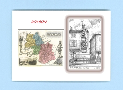 Cartes Postales impression Noir avec dpartement sur la ville de ROYBON Titre : statue de la liberte