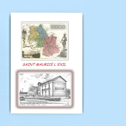 Cartes Postales impression Noir avec dpartement sur la ville de ST MAURICE L EXIL Titre : mairie