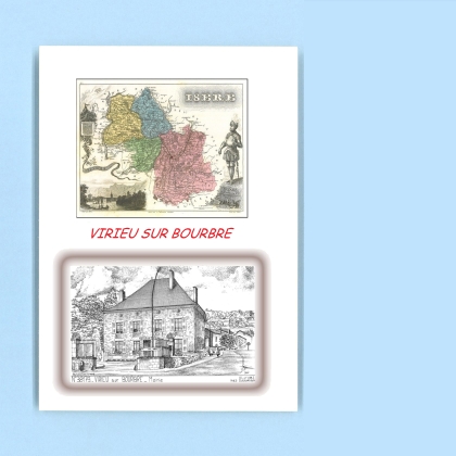Cartes Postales impression Noir avec dpartement sur la ville de VIRIEU SUR BOURBRE Titre : mairie