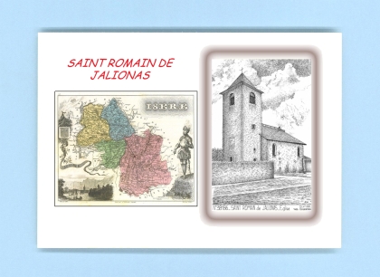 Cartes Postales impression Noir avec dpartement sur la ville de ST ROMAIN DE JALIONAS Titre : eglise