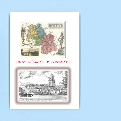 Cartes Postales impression Noir avec dpartement sur la ville de ST GEORGES DE COMMIERS Titre : eglise