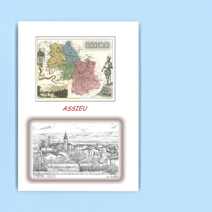 Cartes Postales impression Noir avec dpartement sur la ville de ASSIEU Titre : vue