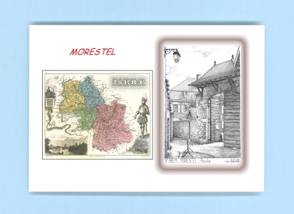 Cartes Postales impression Noir avec dpartement sur la ville de MORESTEL Titre : porche
