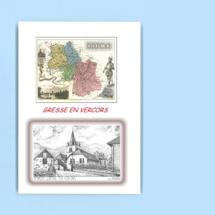 Cartes Postales impression Noir avec dpartement sur la ville de GRESSE EN VERCORS Titre : vue