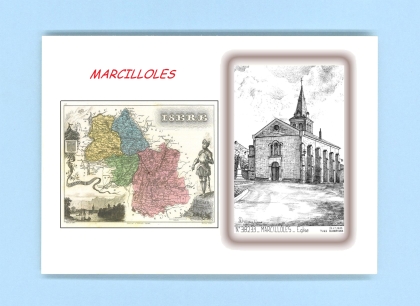 Cartes Postales impression Noir avec dpartement sur la ville de MARCILLOLES Titre : eglise