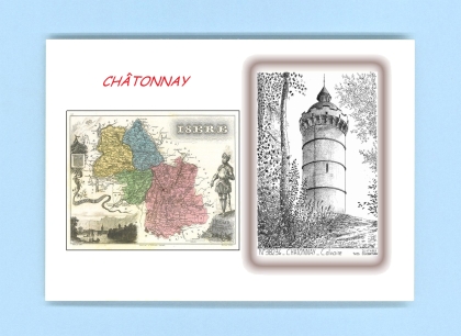Cartes Postales impression Noir avec dpartement sur la ville de CHATONNAY Titre : calvaire