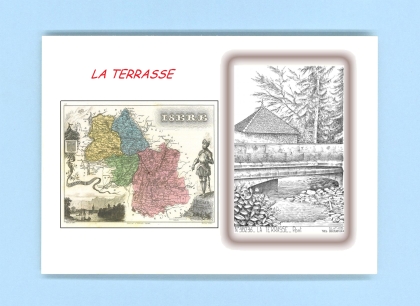 Cartes Postales impression Noir avec dpartement sur la ville de LA TERRASSE Titre : pont