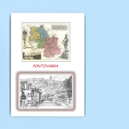 Cartes Postales impression Noir avec dpartement sur la ville de PONTCHARRA Titre : vue