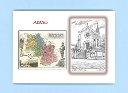Cartes Postales impression Noir avec dpartement sur la ville de ASSIEU Titre : eglise