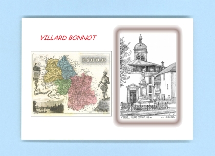Cartes Postales impression Noir avec dpartement sur la ville de VILLARD BONNOT Titre : eglise