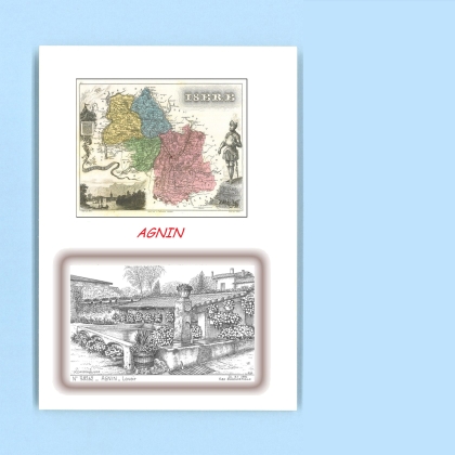 Cartes Postales impression Noir avec dpartement sur la ville de AGNIN Titre : lavoir