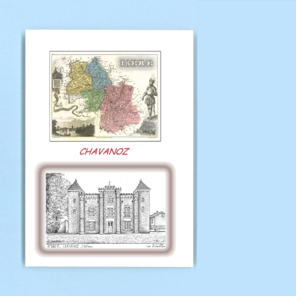 Cartes Postales impression Noir avec dpartement sur la ville de CHAVANOZ Titre : chateau (mairie)
