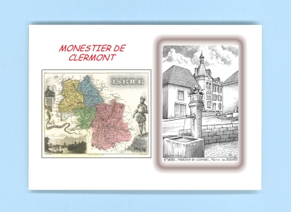 Cartes Postales impression Noir avec dpartement sur la ville de MONESTIER DE CLERMONT Titre : mairie