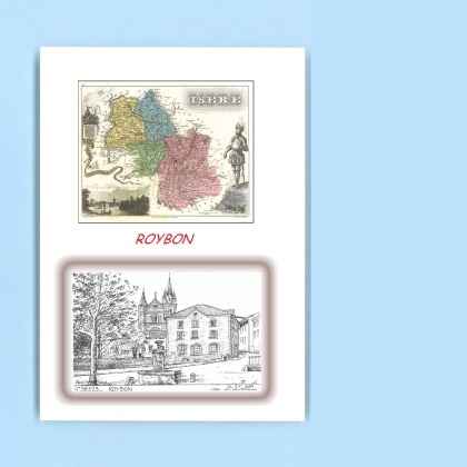 Cartes Postales impression Noir avec dpartement sur la ville de ROYBON Titre : vue